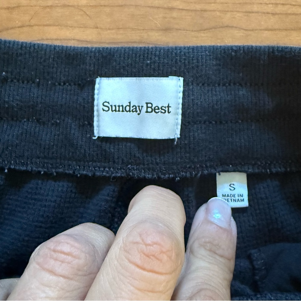SUNDAY BEST ARITZIA Baby Waffle Sweatpants Joggers Black size Small - Picture 3 of 3